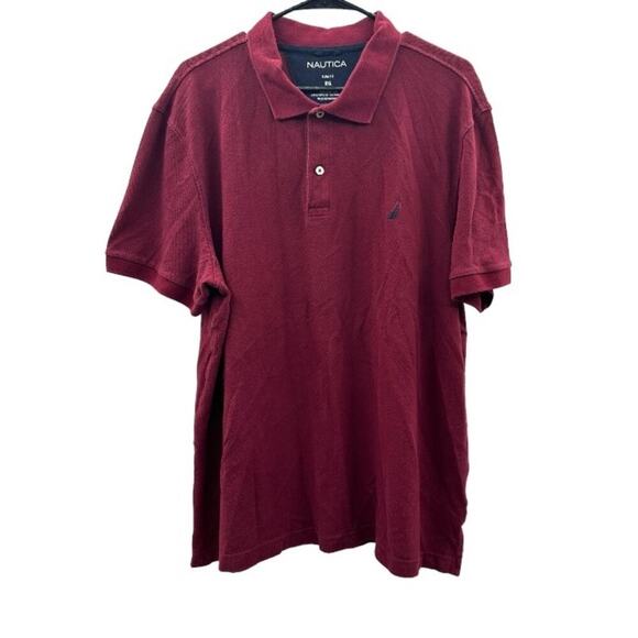 Nautica Burgundy Red Short Sleeve Slim Fit Two Button Polo Shirt Size XXL - Picture 1 of 6